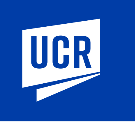 UCR monogram, one color, white on blue variant, cell 20