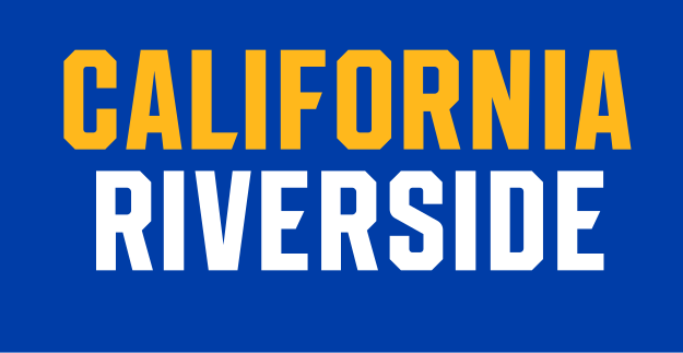 CALIFORNIA RIVERSIDE wordmark, white and gold on blue variant, cell 61