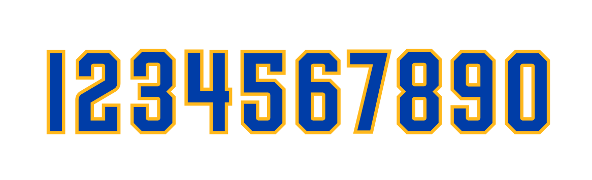 numbers 0-9, blue with gold outline variant, cell 63