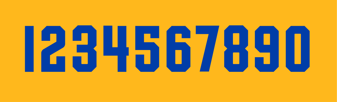 numbers 0-9, blue on gold variant, cell 67