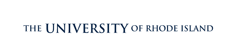 THE UNIVERSITY OF RHODE ISLAND wordmark, navy variant, cell 11