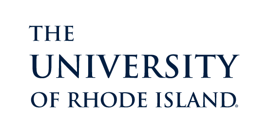 THE UNIVERSITY OF RHODE ISLAND stacked wordmark, navy variant, cell 14
