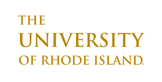 THE UNIVERSITY OF RHODE ISLAND stacked wordmark, gold variant, cell 15