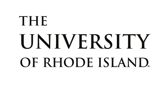 THE UNIVERSITY OF RHODE ISLAND stacked wordmark, black variant, cell 16