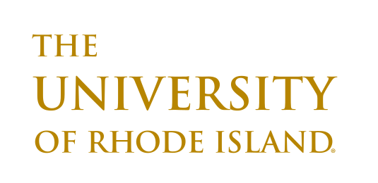University of Rhode Island wordmark, stacked gold variant, cell 15