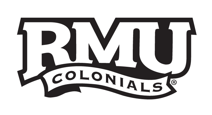 RMU Colonials logo, black and white variant, cell 4