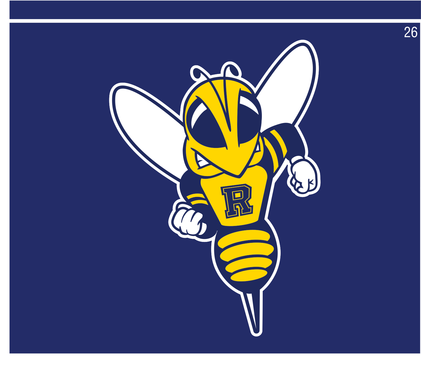 Rocky mascot, full body on blue variant, cell 26