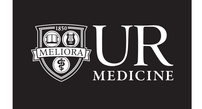 UR Medicine logo, horizontal, 1-color white, simplified, reverse variant, cell 138