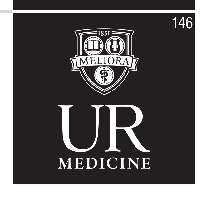 UR Medicine logo, vertical, 1-color white, simplified, reverse variant, cell 146