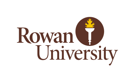 Rowan University logo, stacked, brown/gold variant, cell 6