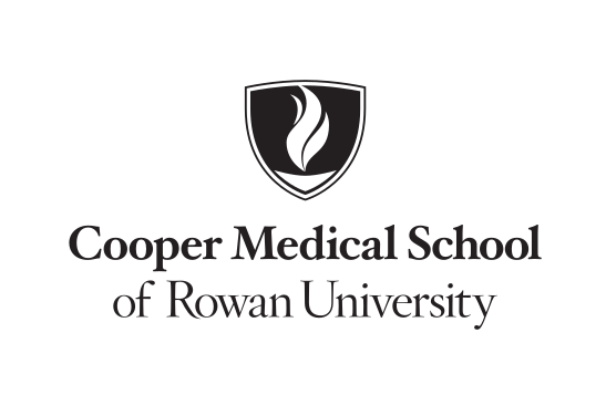 Cooper Medical School of Rowan University logo, stacked, black variant, cell 12