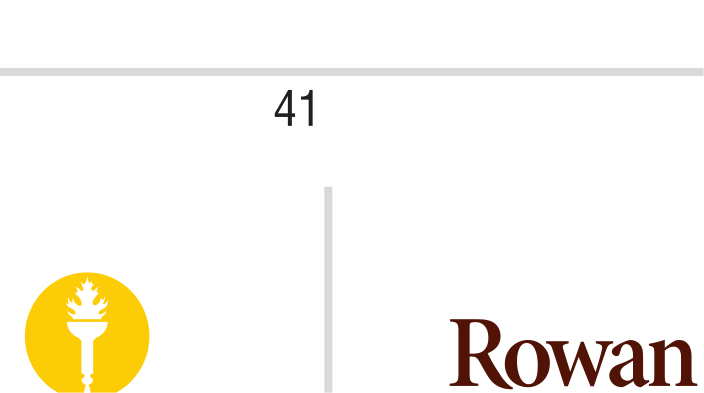Rowan University Centennial logo, stacked, gold variant, cell 41