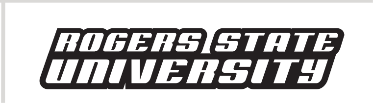Rogers State University stacked wordmark, black variant, cell 20