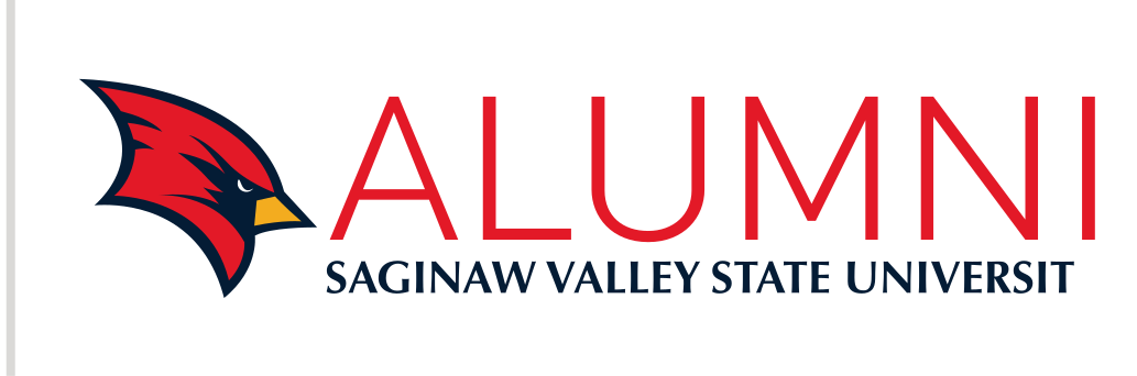 Alumni Saginaw Valley State University, horizontal color variant, cell 35