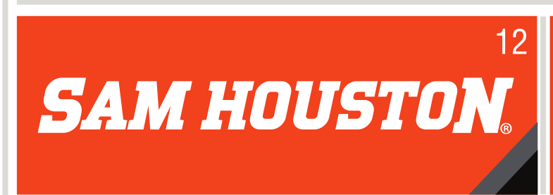 Sam Houston Wordmark, white on orange variant, cell 12