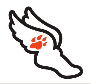 SH lettermark with paw print in winged foot, black and orange variant, cell 66