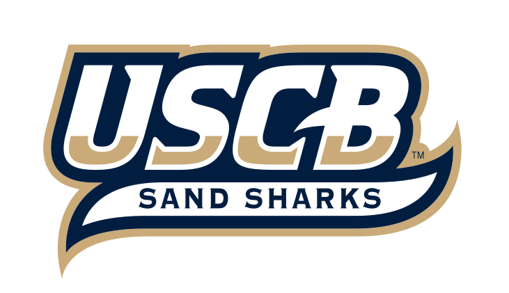 USCB Sand Sharks wordmark with fin, full color variant, cell 7