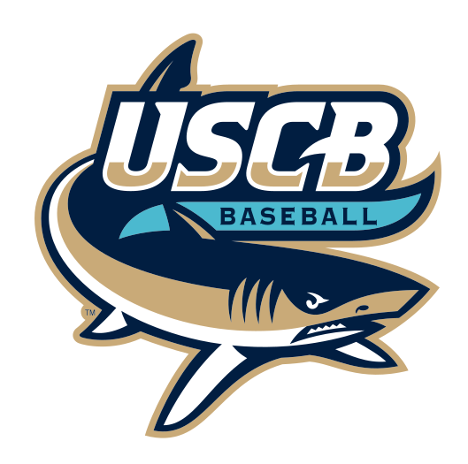 USCB Baseball logo with shark mascot, color variant, cell 40