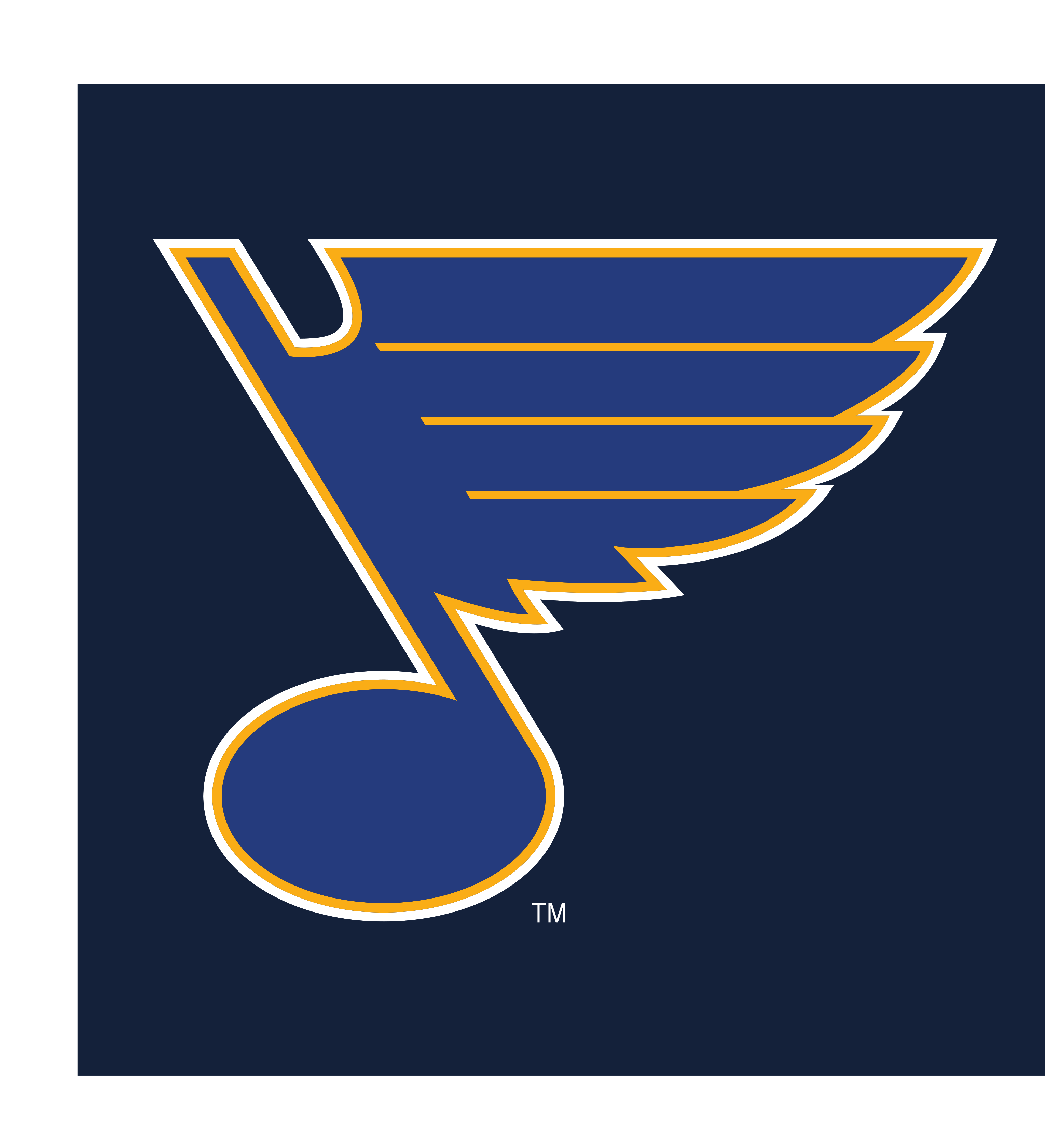 St. Louis Blues logo, print with R, navy background variant