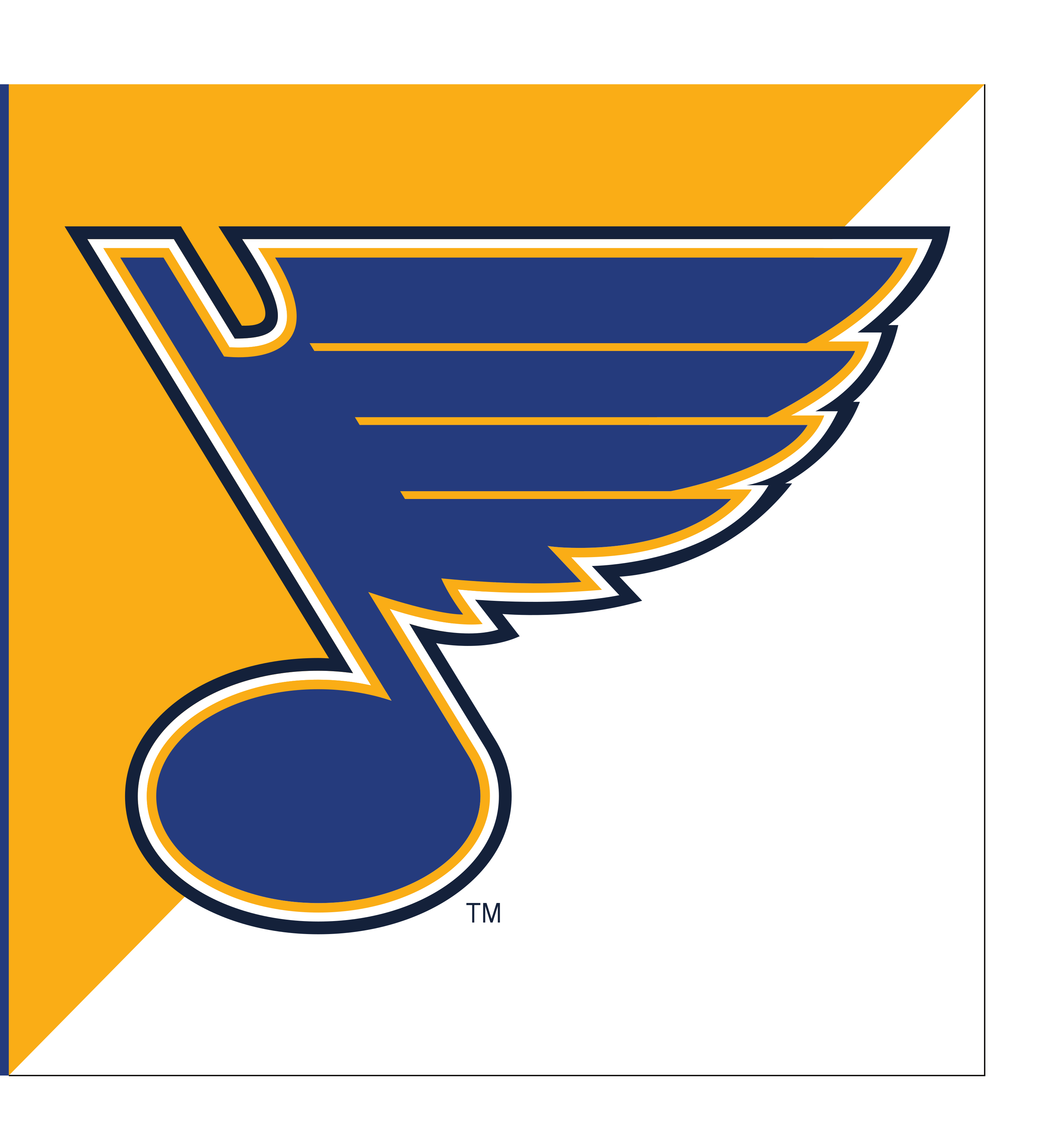 St. Louis Blues logo, print with R, yellow background variant