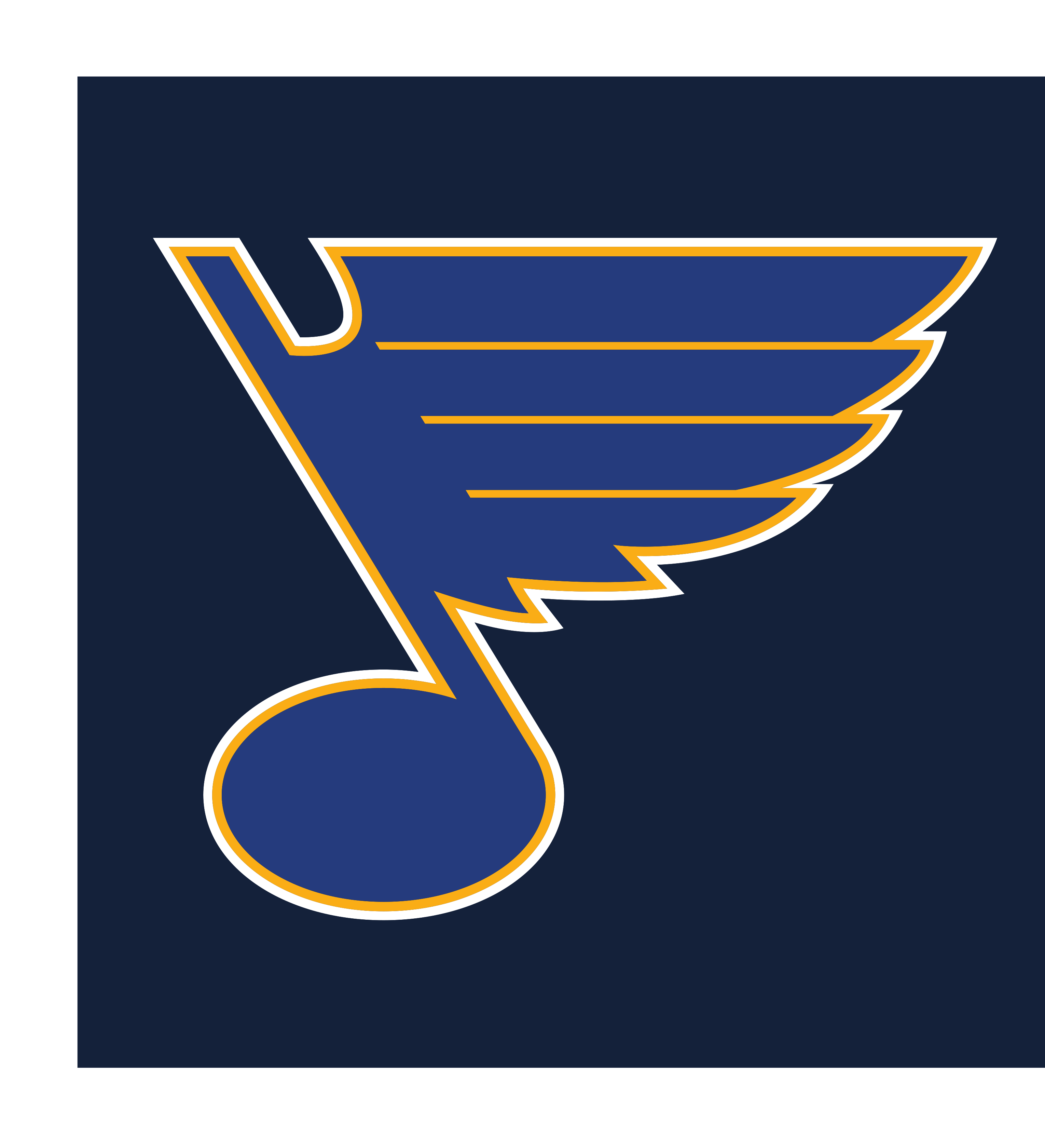 St. Louis Blues logo, print without R, navy background variant