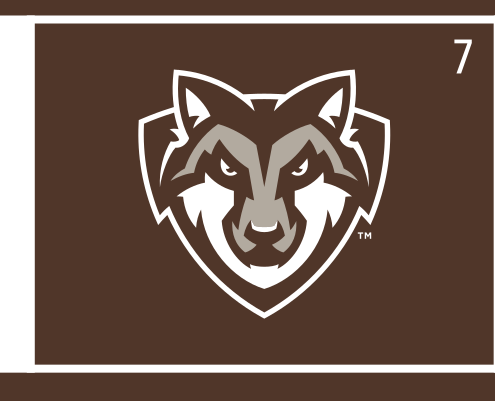 secondary mascot mark, full color on brown variant, cell 7