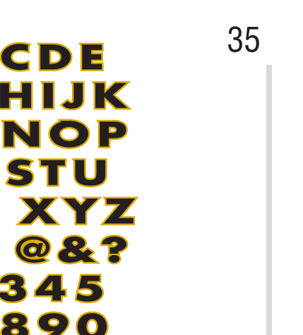 Panthers script, maroon and gold variant, cell 30