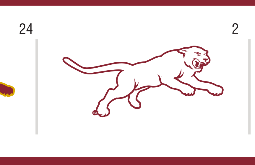 SCC font, white fill with gold outline on maroon variant, cell 41