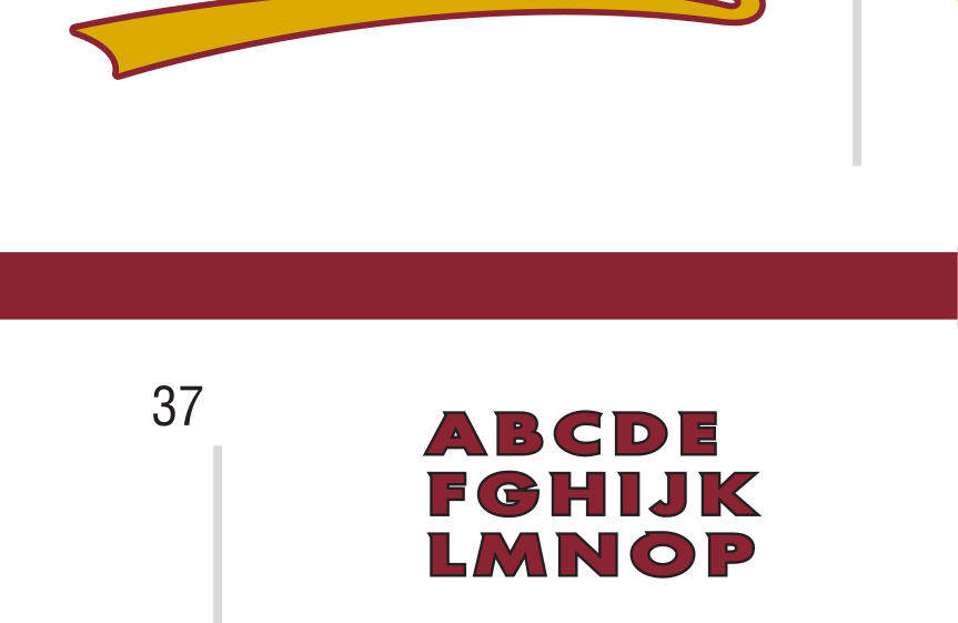 SCC font, white fill with maroon outline on grey variant, cell 43
