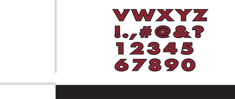 SCC font, maroon outline variant, cell 44