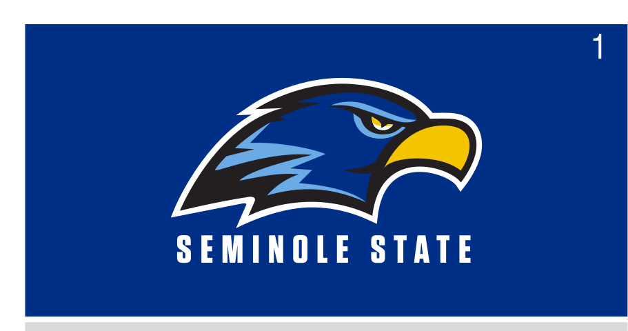 Seminole State logo, head and wordmark color on navy variant, cell 11