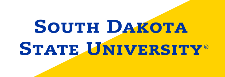 South Dakota State University wordmark, centered blue/yellow variant, cell 3