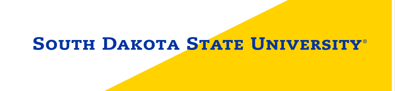 South Dakota State University wordmark, one line blue/yellow variant, cell 5