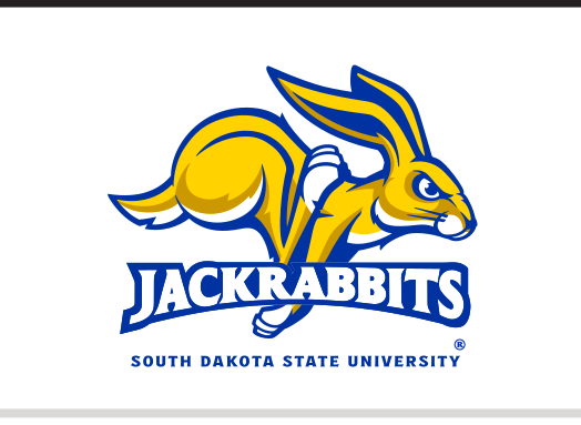 Jackrabbit head with wordmark and university name, embroidery full color variant, cell 59