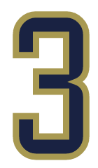number 3, gold with navy outline variant, cell 3