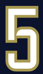 number 5, white with gold outline variant, cell 15