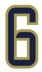 number 6, gold with navy outline variant, cell 6