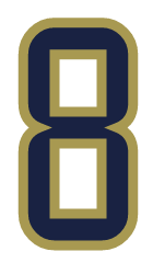 number 8, gold with navy outline variant, cell 8