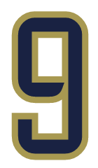 number 9, gold with navy outline variant, cell 9