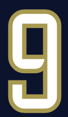 number 9, white with gold outline variant, cell 19