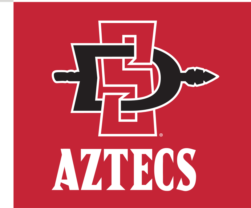 SD logo with AZTECS, white and black on red variant, cell 38