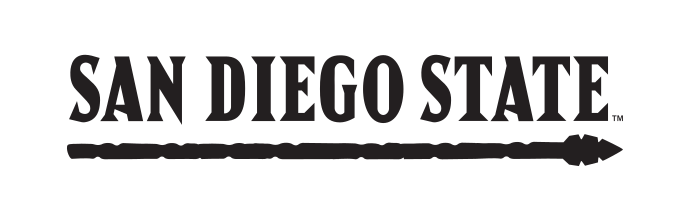 San Diego State wordmark with spear, black variant, cell 47