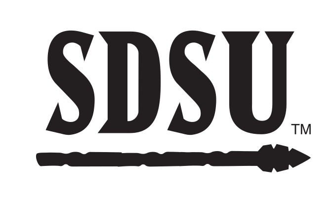 SDSU wordmark with spear, black variant, cell 50