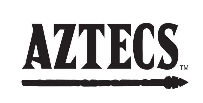 Aztecs wordmark with spear, black variant, cell 59