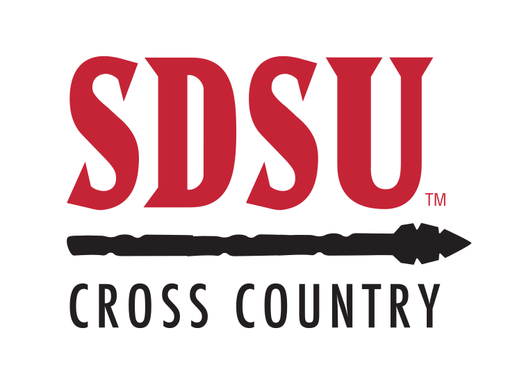 SDSU Cross Country sport lockup, red and black variant, cell 66