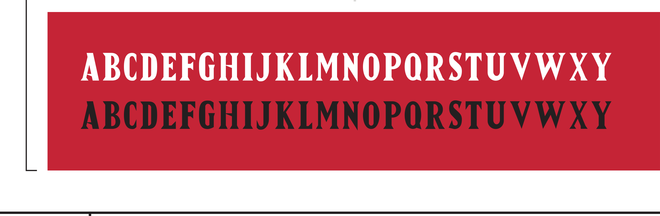 Aztec Font, white and black on red variant, cell 73