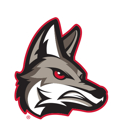 coyote head, color with red outline variant