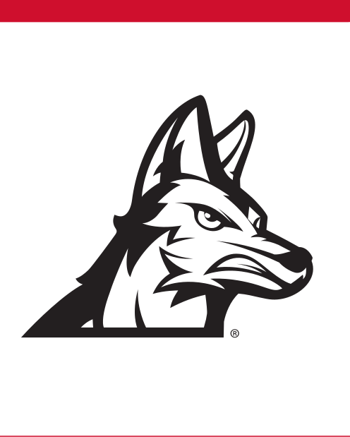 coyote head, black and white on grey background variant