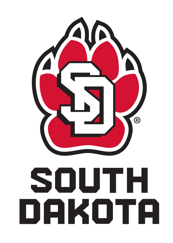 paw print with SOUTH DAKOTA wordmark, color, stacked variant