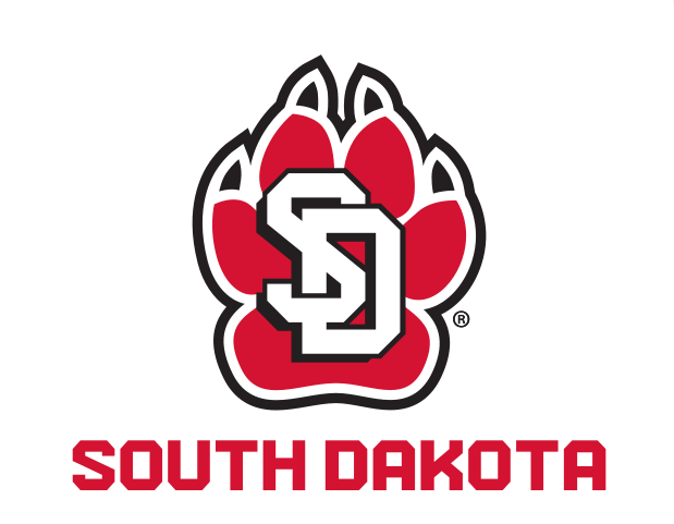 paw print with SOUTH DAKOTA wordmark, color, horizontal variant